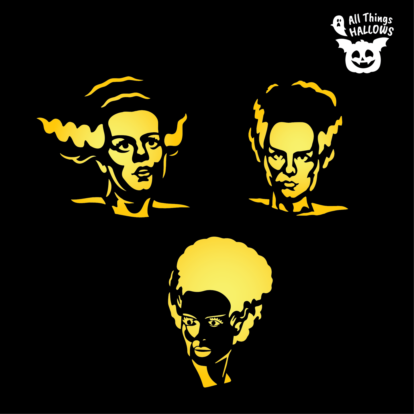 Bride of Frankenstein Pumpkin Stencil