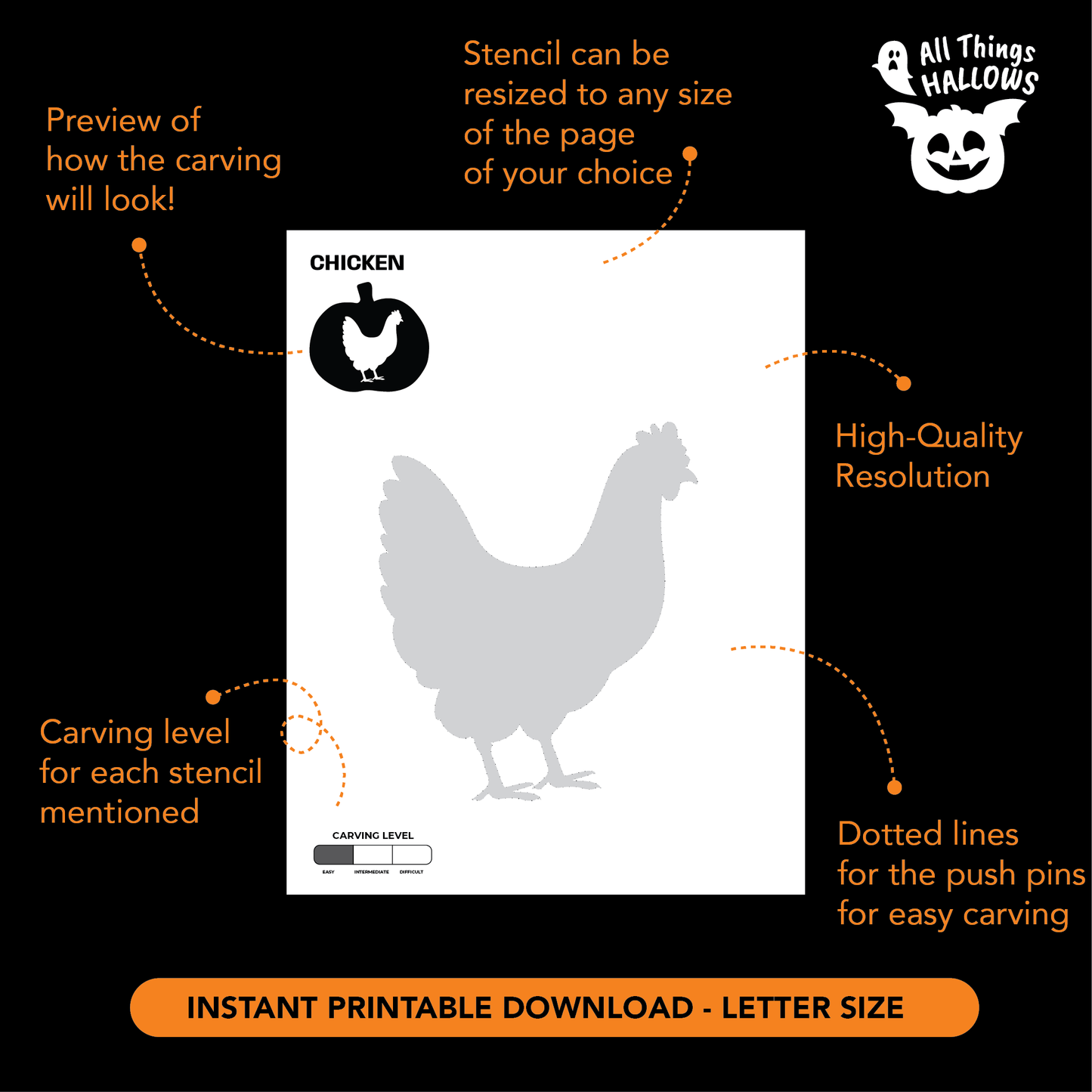 Chicken Pumpkin Stencil