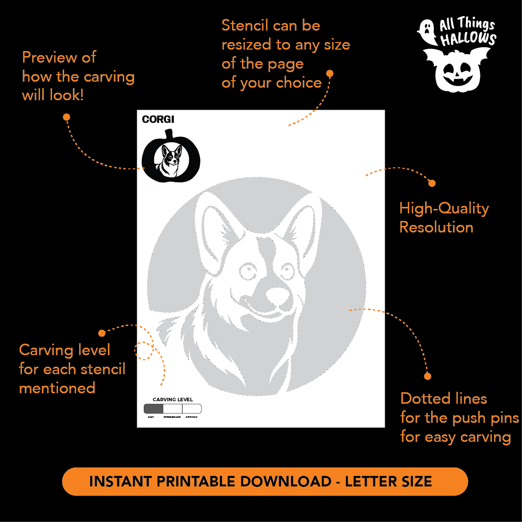 Corgi Pumpkin Stencil