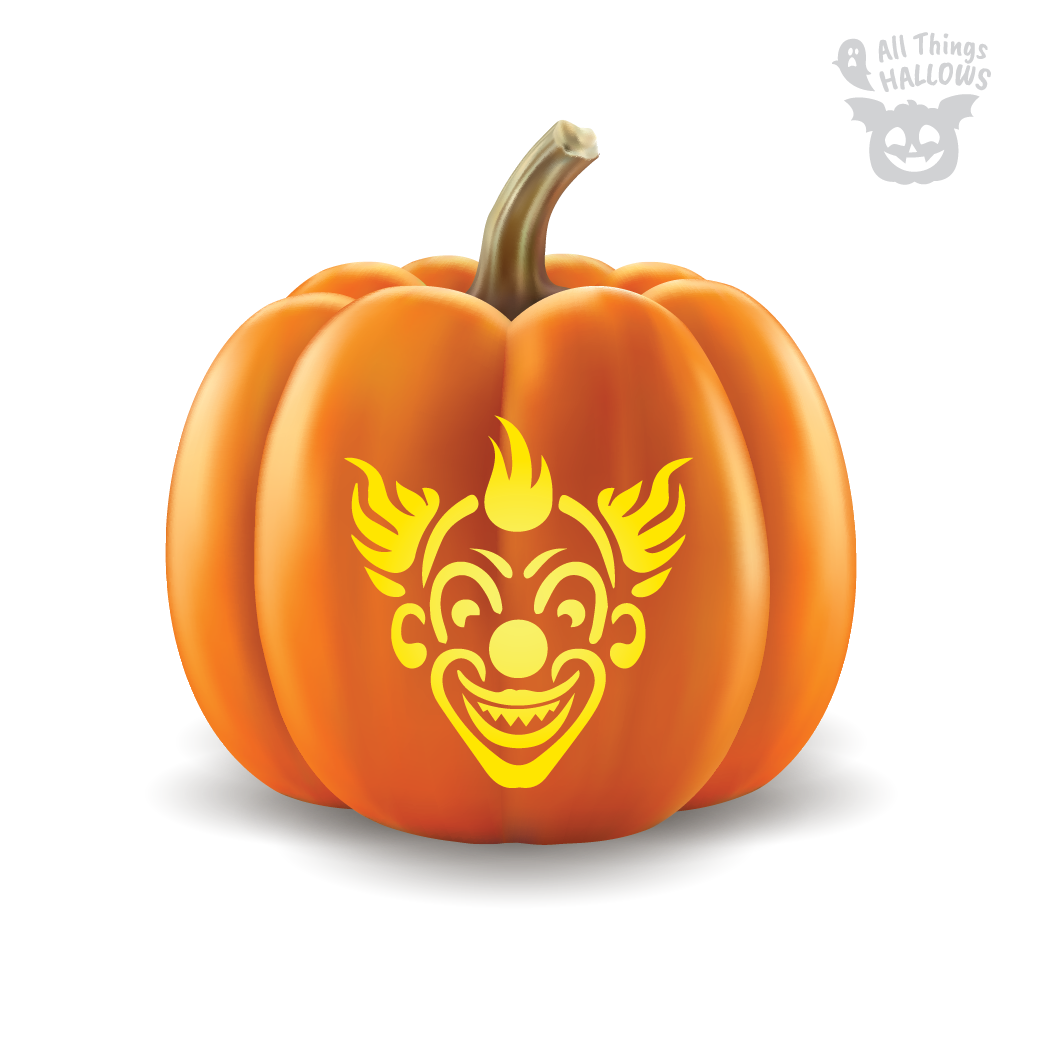 Evil Clown Pumpkin Stencil