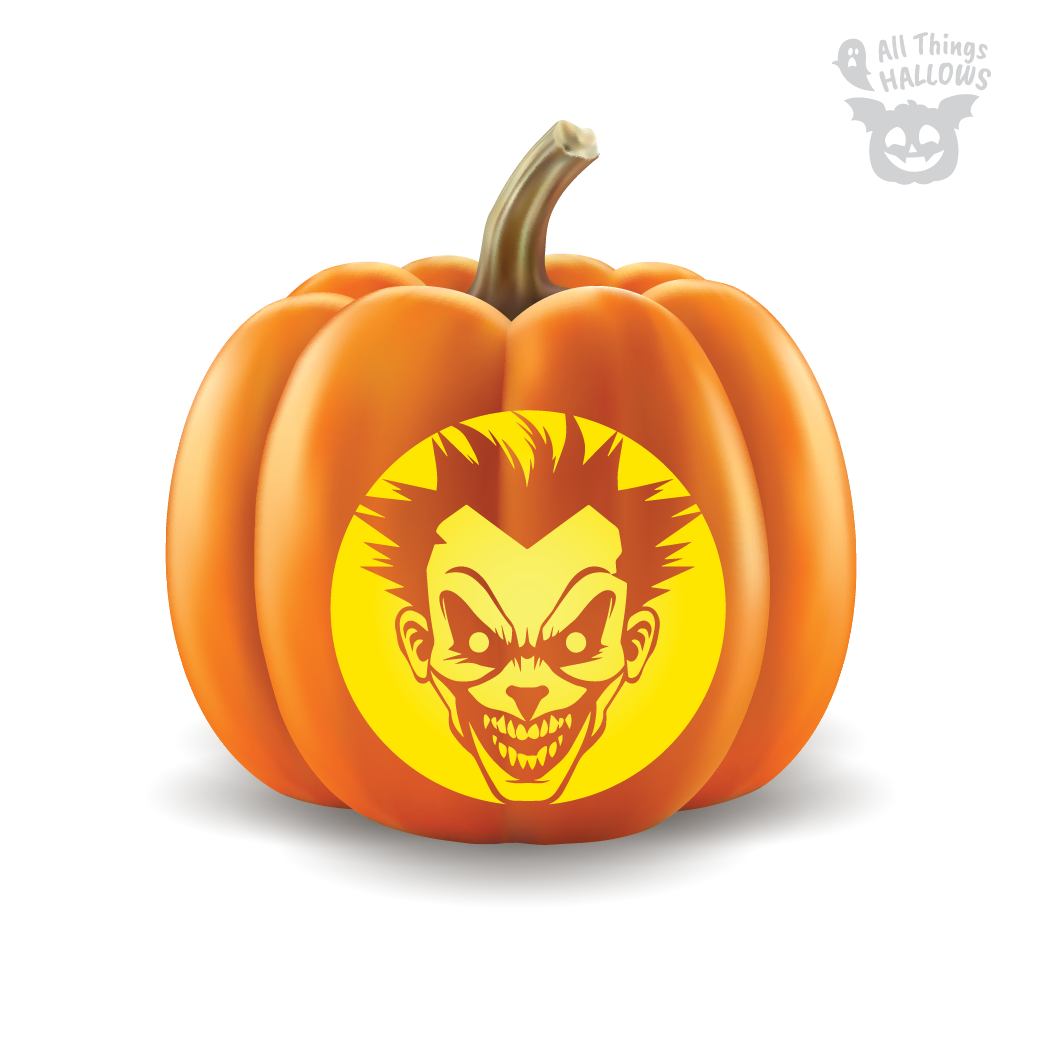 Evil Clown Pumpkin Stencil