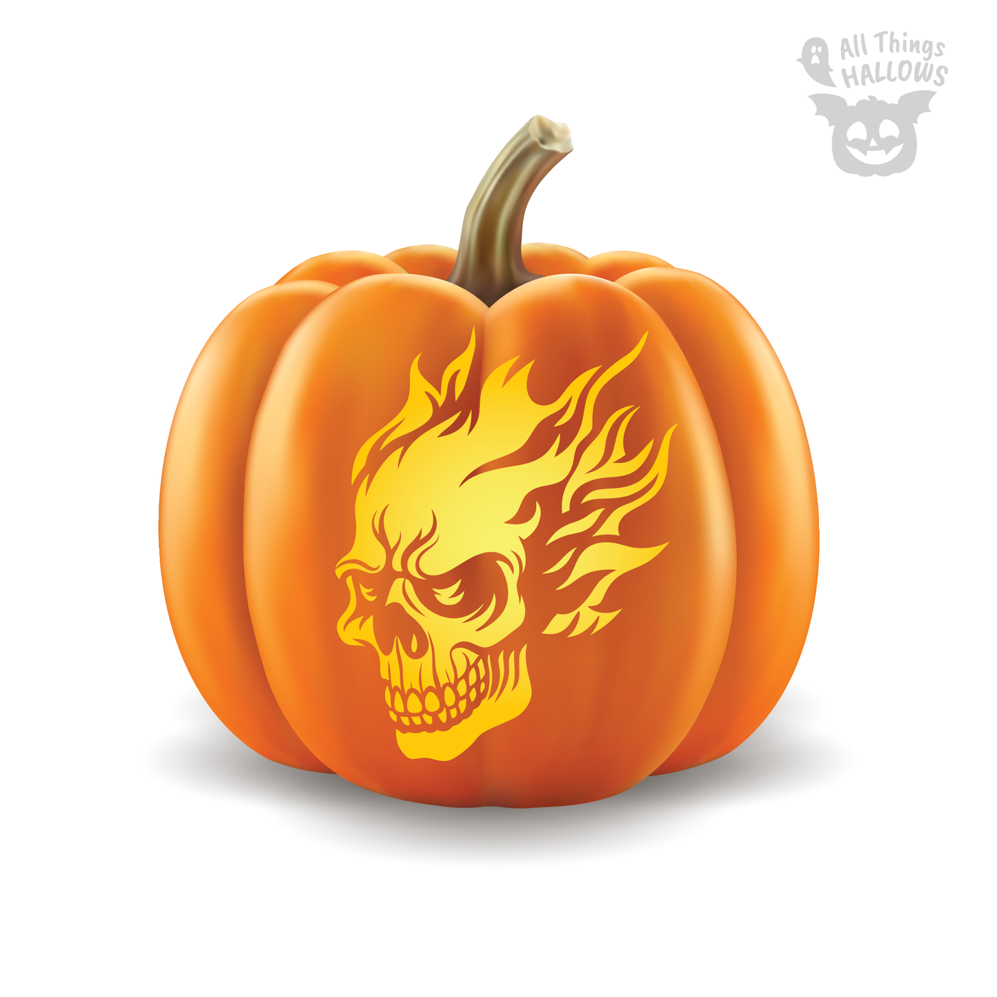 Flaming Skull Pumpkin Stencil
