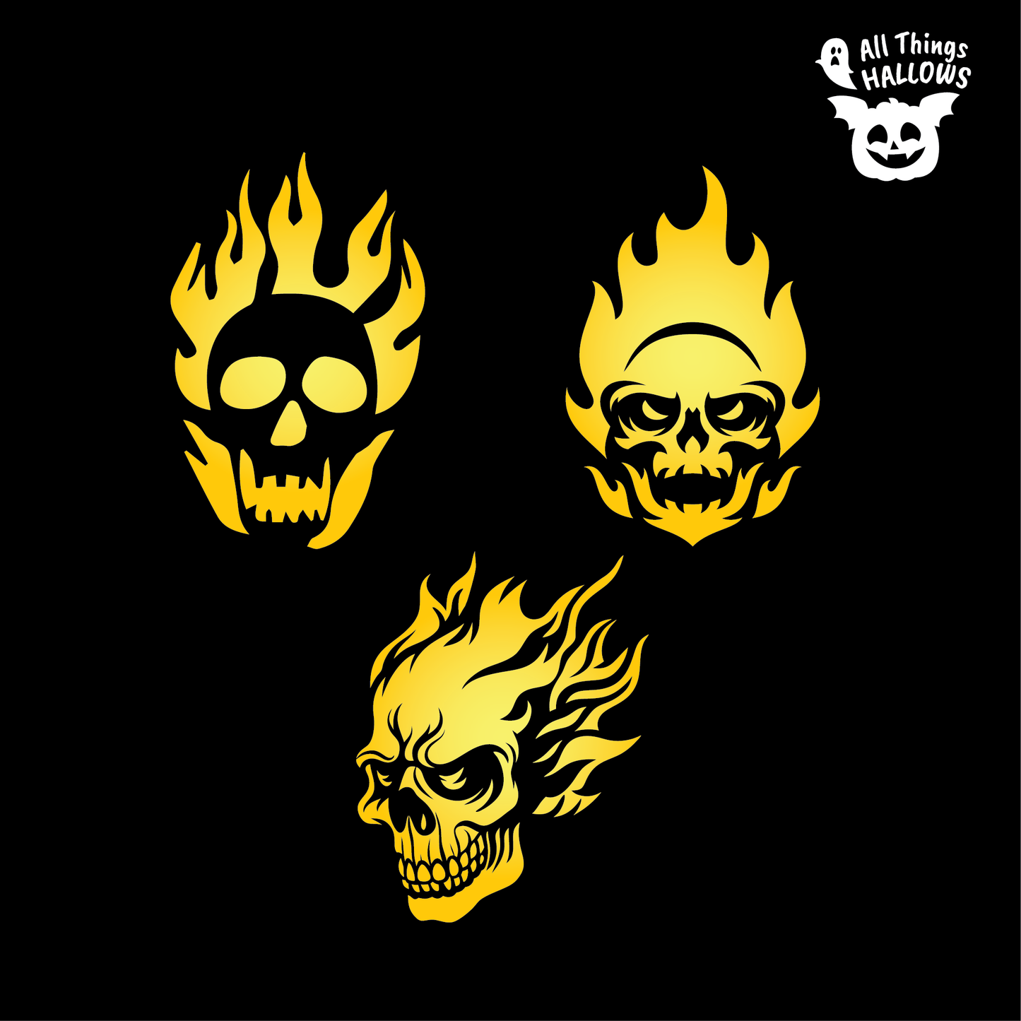 Flaming Skull Pumpkin Stencil