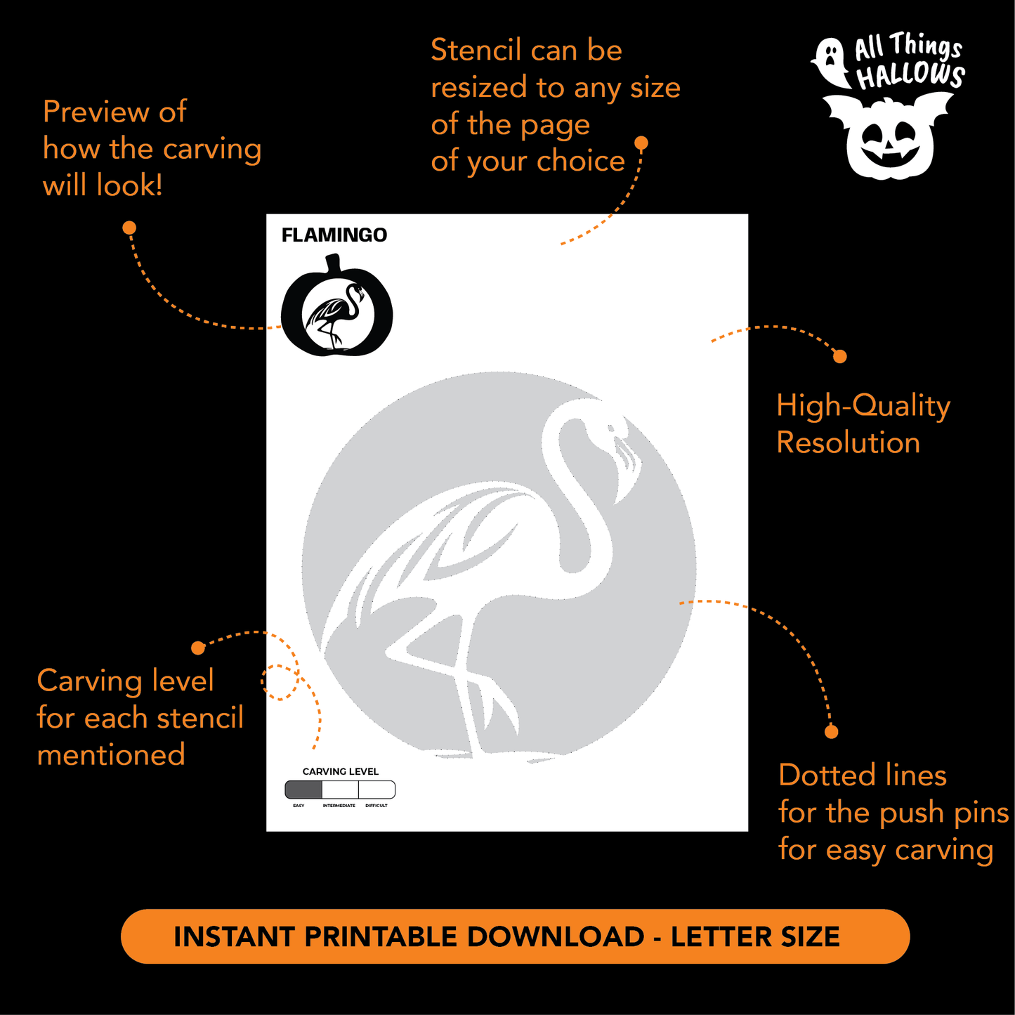 Flamingo Pumpkin Stencil