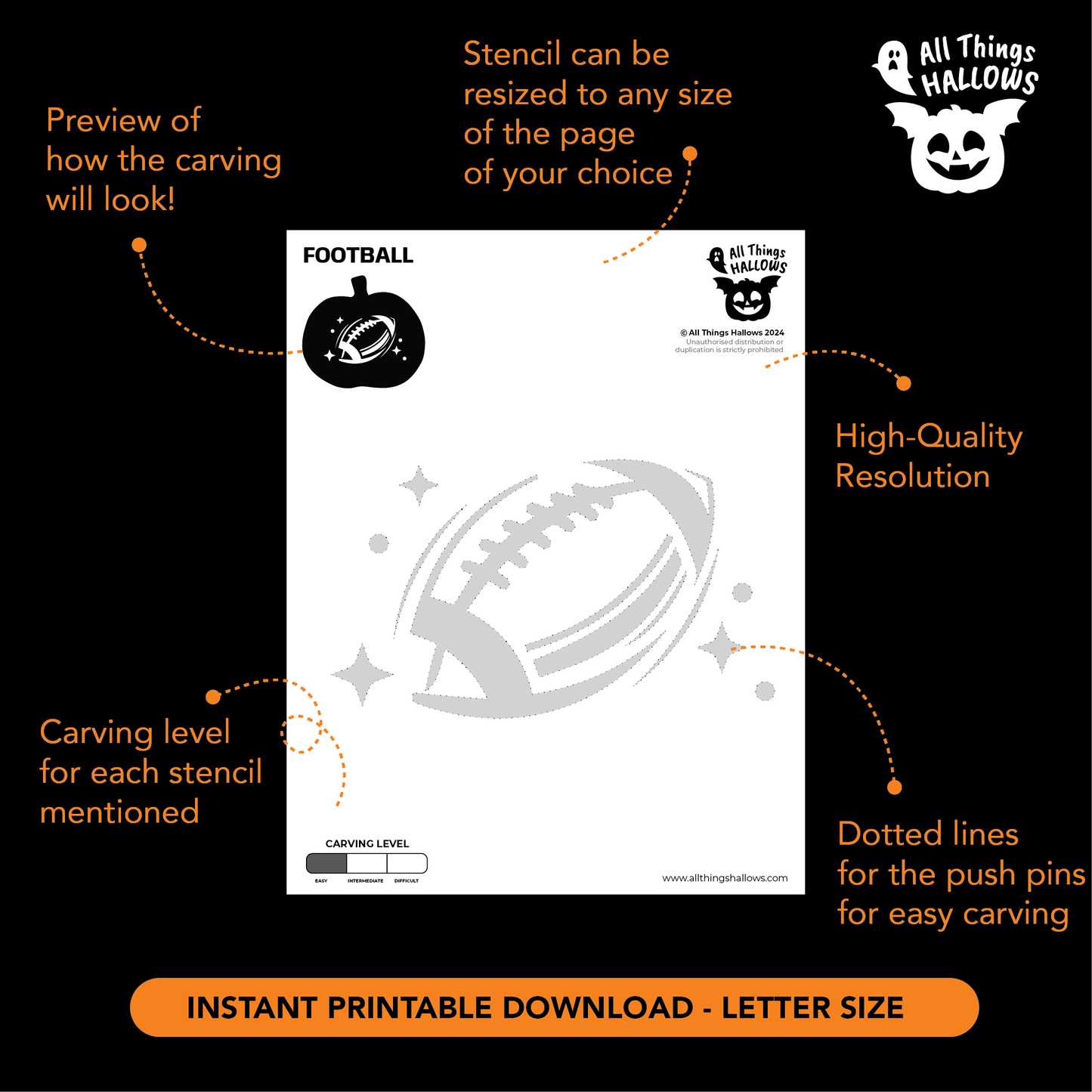 Football Pumpkin Stencil