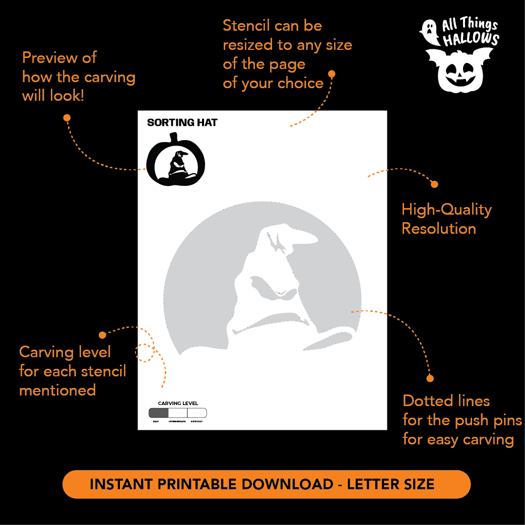 Sorting Hat Pumpkin Stencil