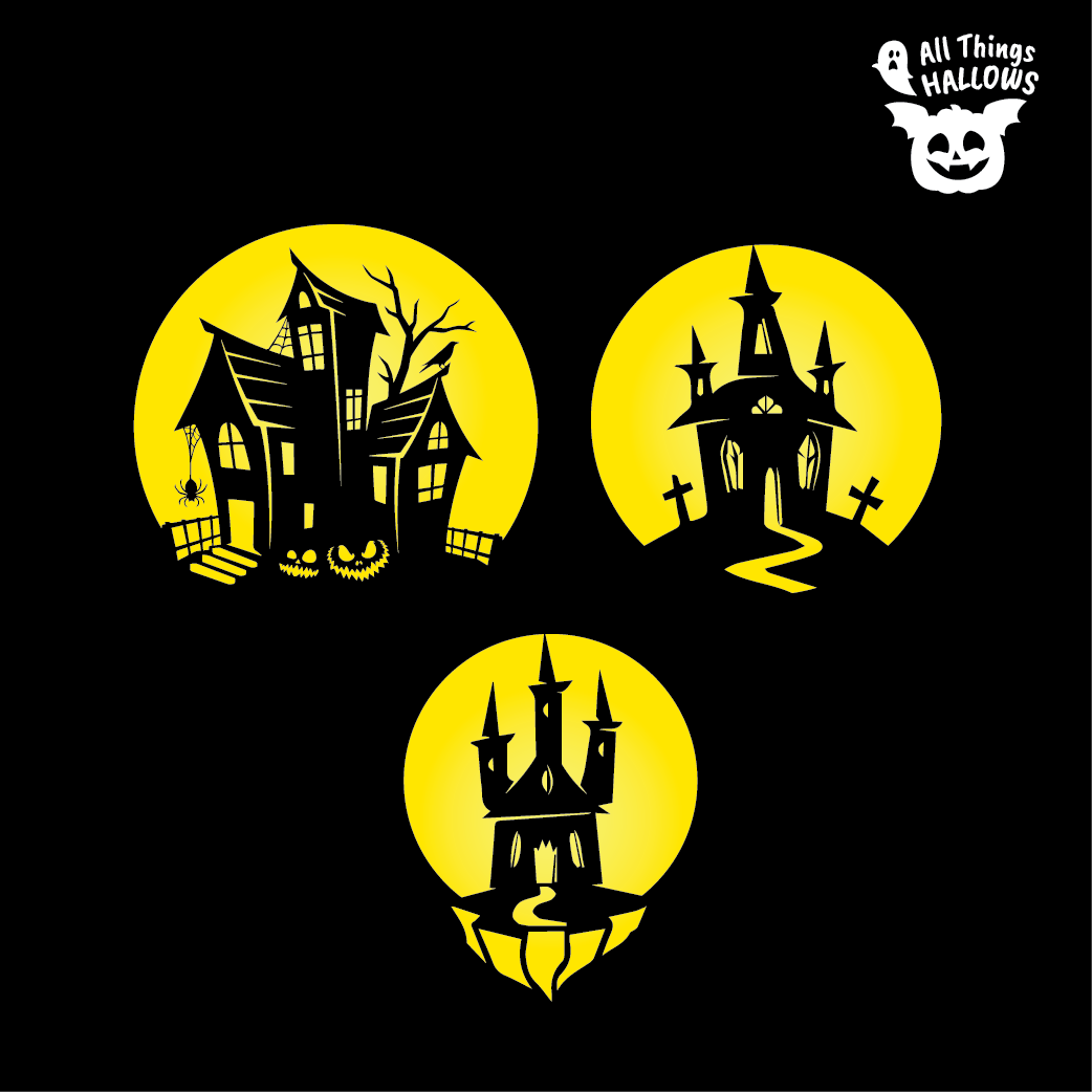 Haunted House Pumpkin Stencil