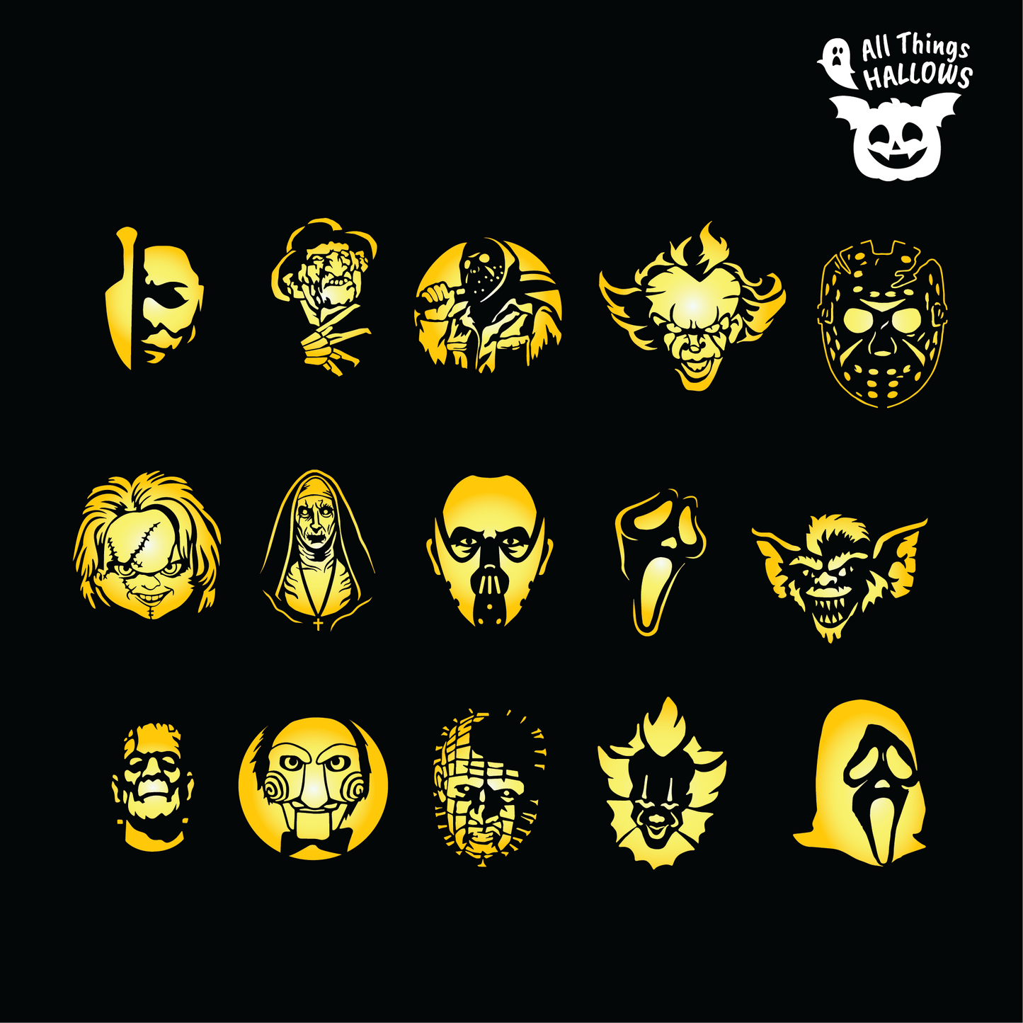 Horror Movie Pumpkin Stencil Bundle