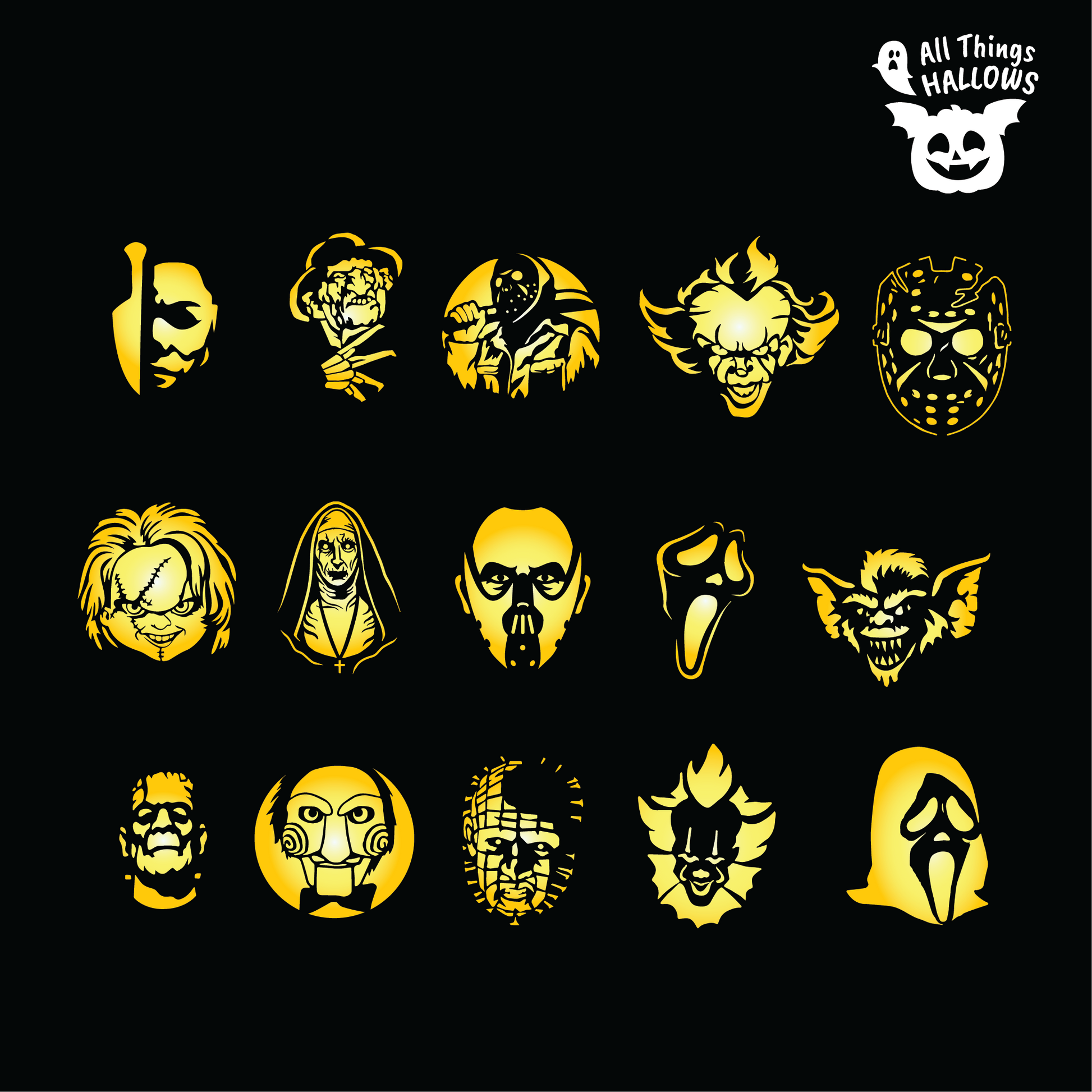 Horror Movie Pumpkin Stencil Bundle