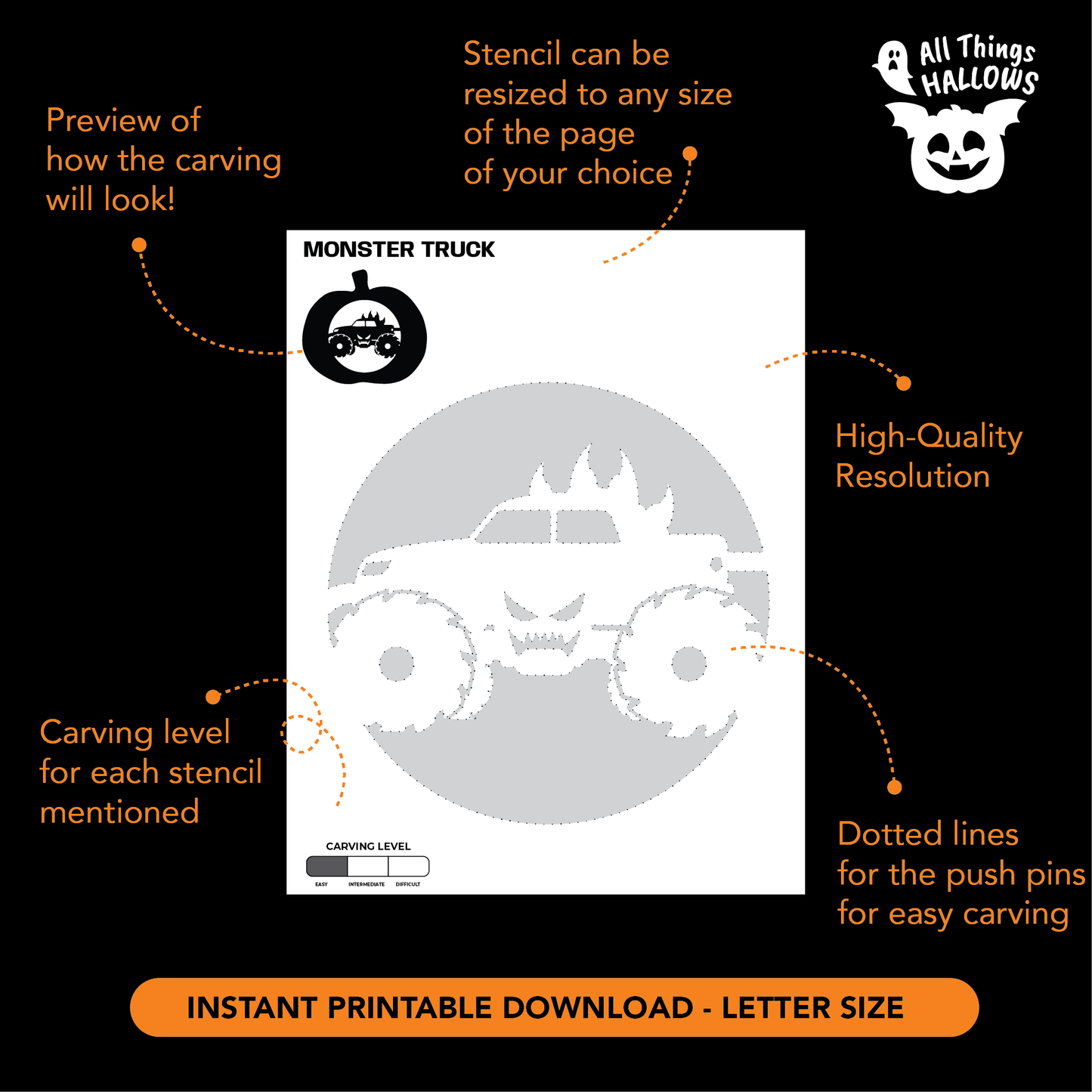 Monster Truck Pumpkin Stencil