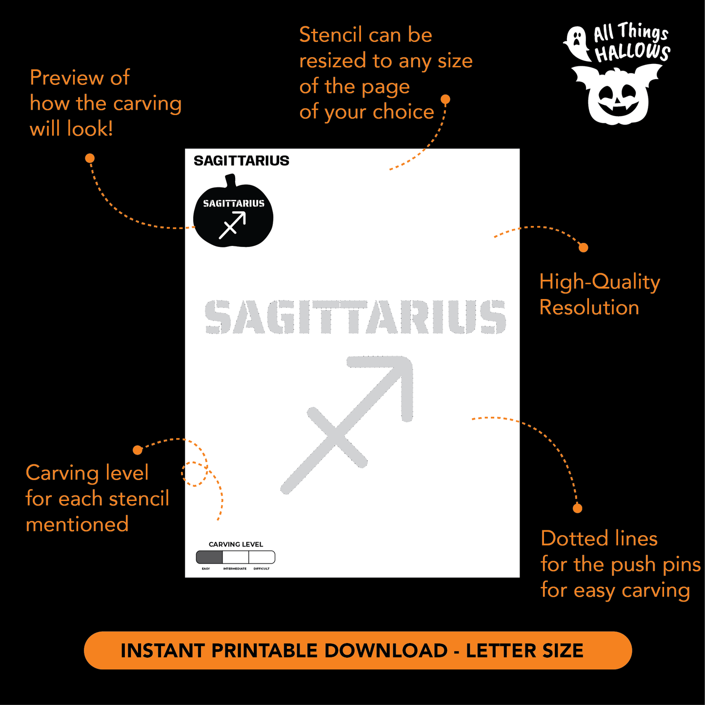 Sagittarius Pumpkin Stencil