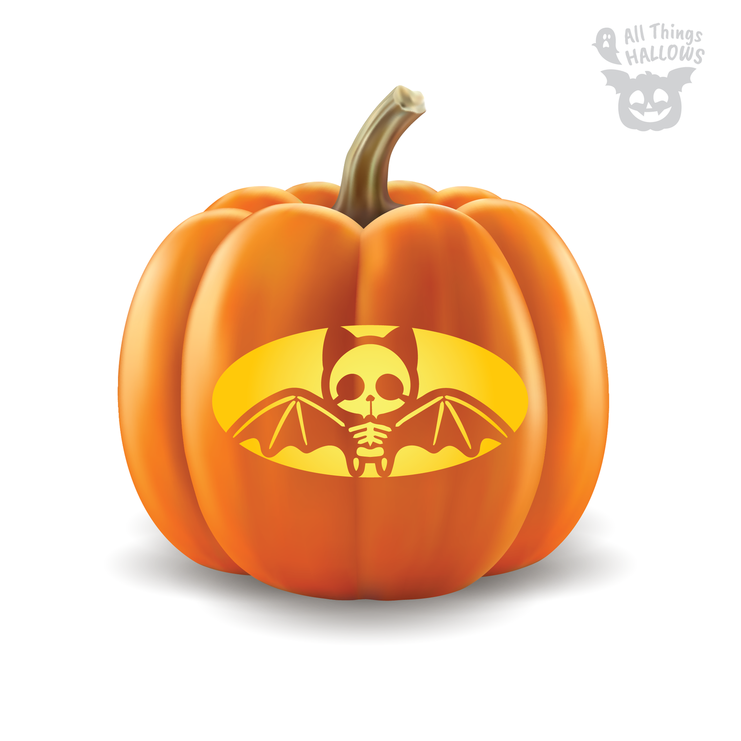 Skeleton Bat Pumpkin Stencil