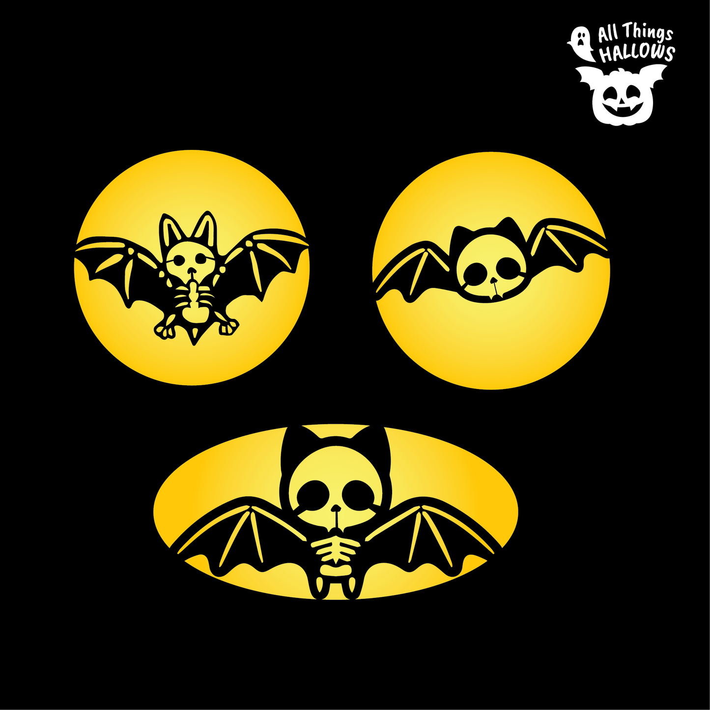 Skeleton Bat Pumpkin Stencil