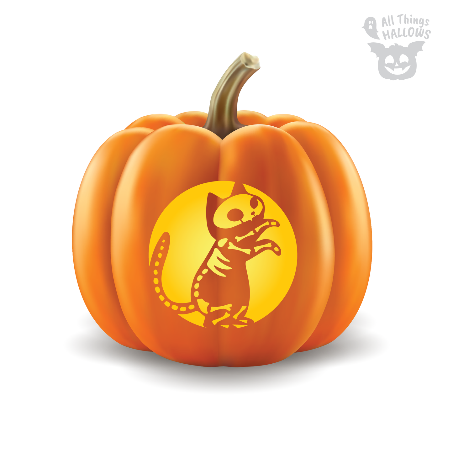 Skeleton Cat Pumpkin Stencil