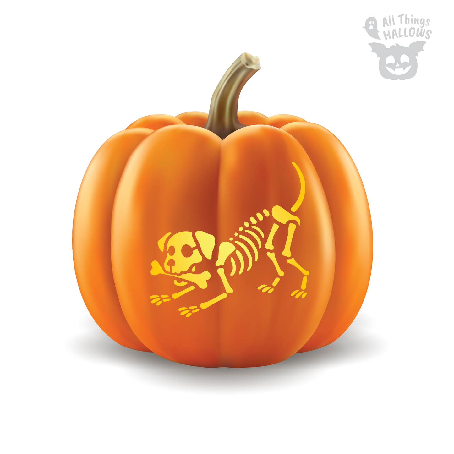 Skeleton Dog Pumpkin Stencil