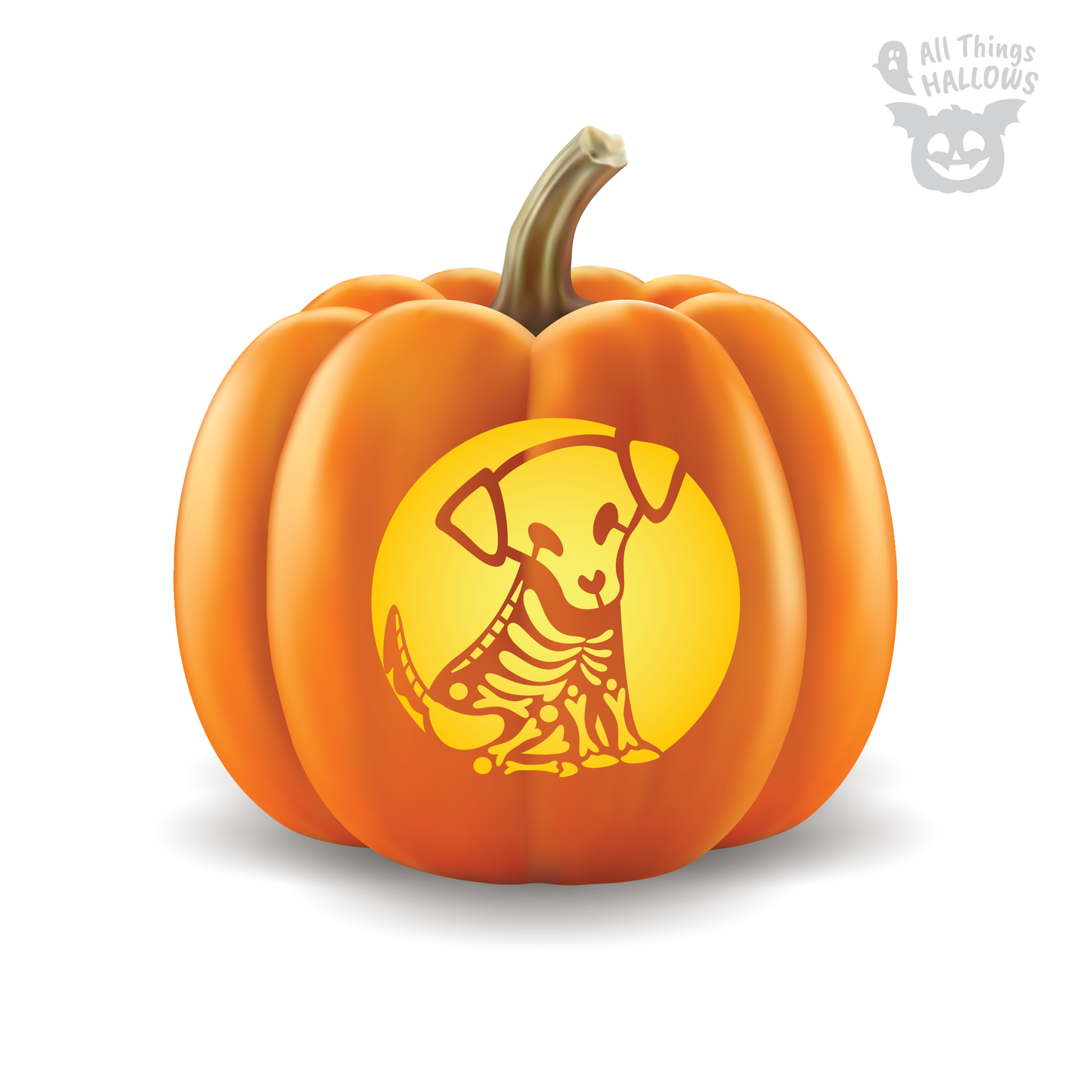 Skeleton Dog Pumpkin Stencil
