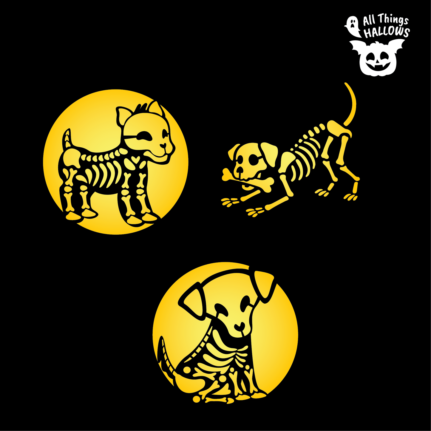 Skeleton Dog Pumpkin Stencil
