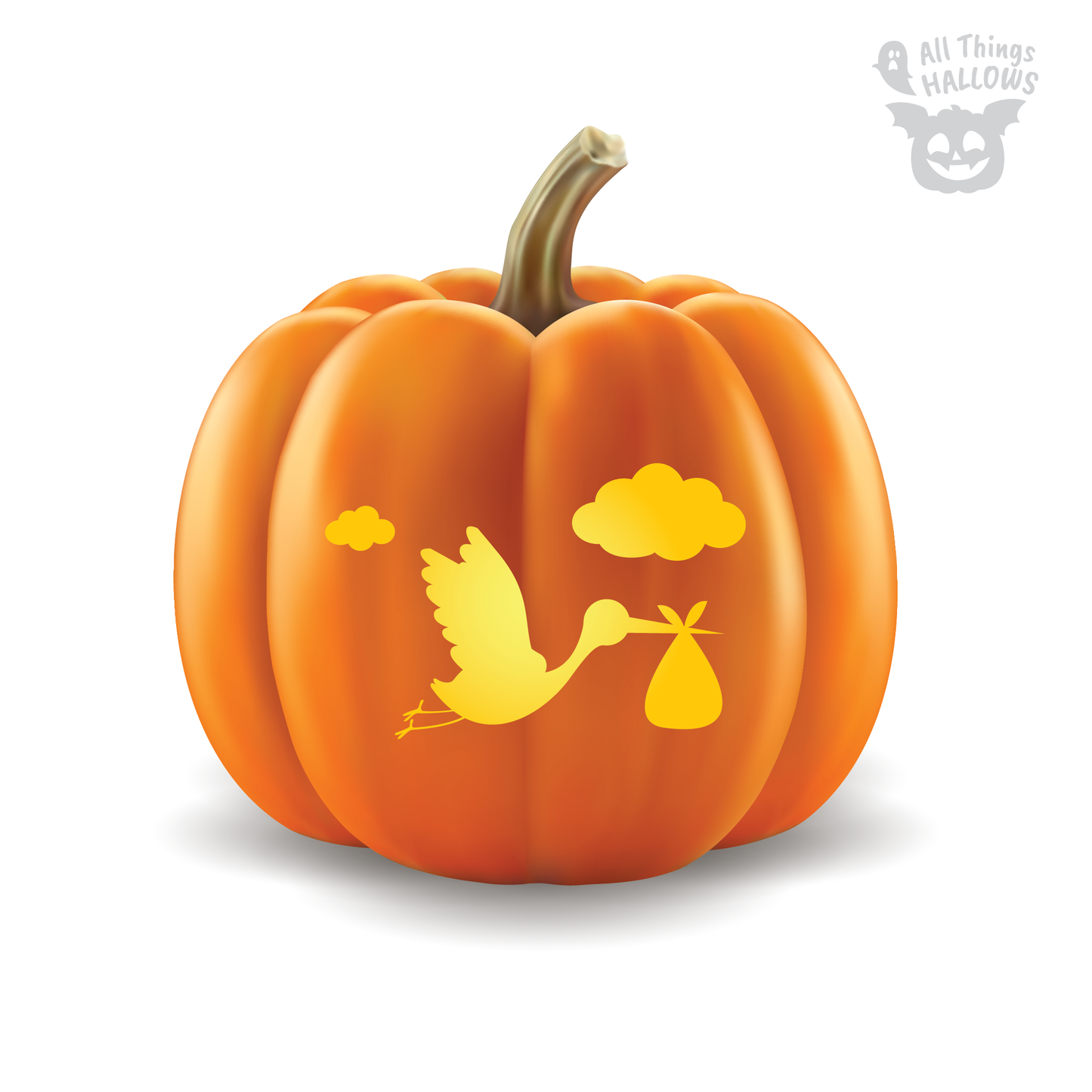 Stork and Baby Pumpkin Stencil