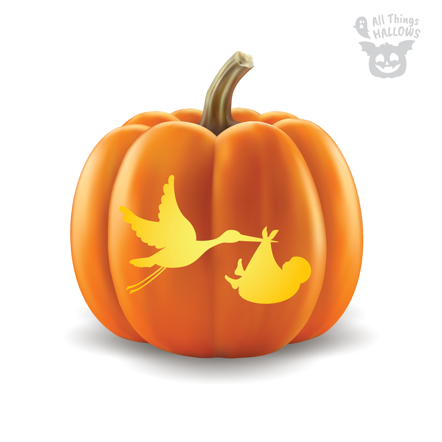 Stork and Baby Pumpkin Stencil