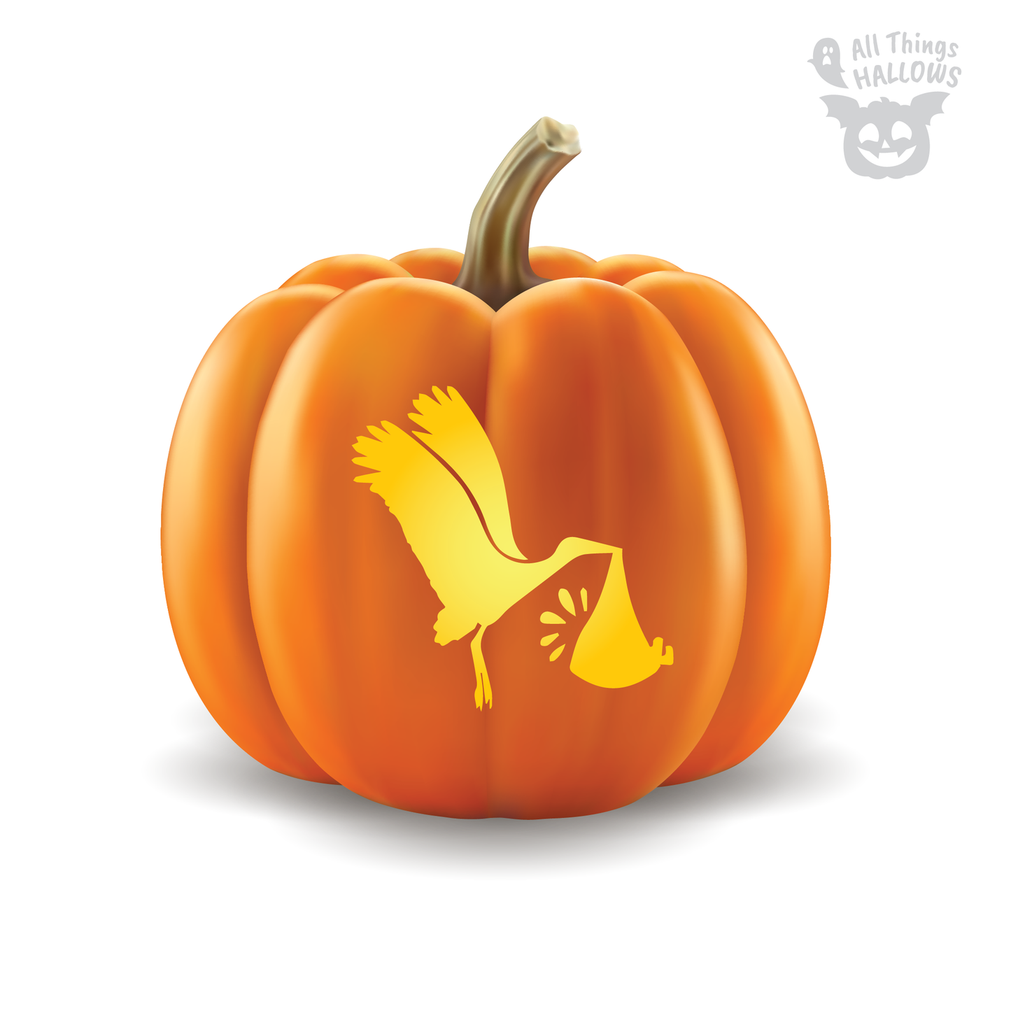 Stork and Baby Pumpkin Stencil