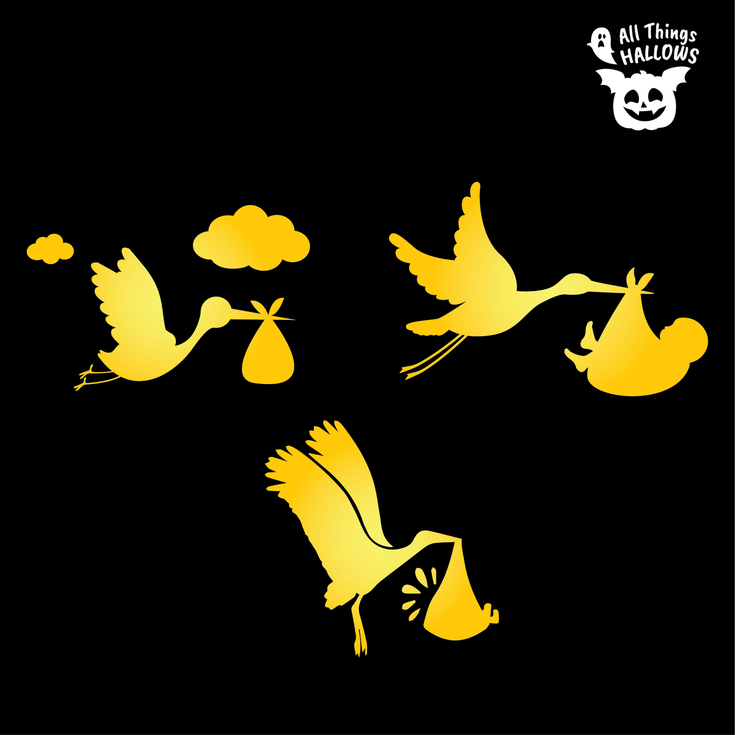 Stork and Baby Pumpkin Stencil