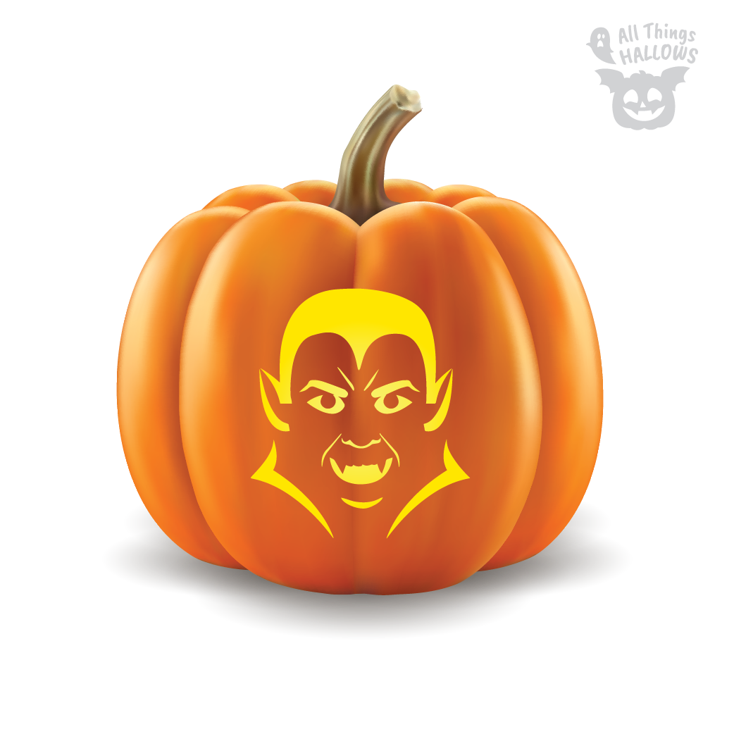 Dracula Pumpkin Stencil Printable Male Vampire Pumpkin Stencil