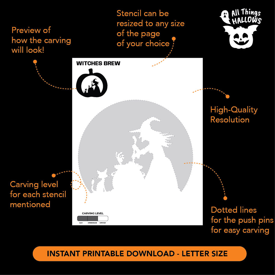 Witches Brew Pumpkin Stencil