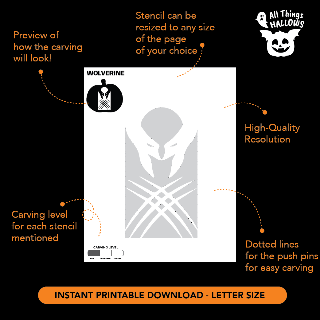Wolverine Pumpkin Stencil
