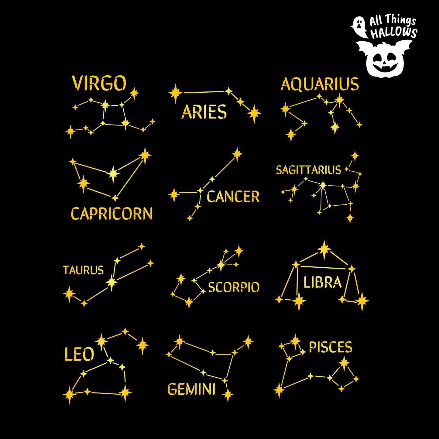 Zodiac Constellations Pumpkin Stencil