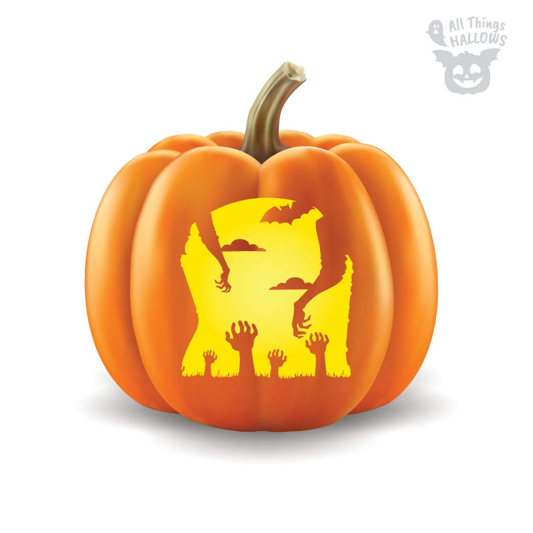 Zombie Hands Pumpkin Stencil