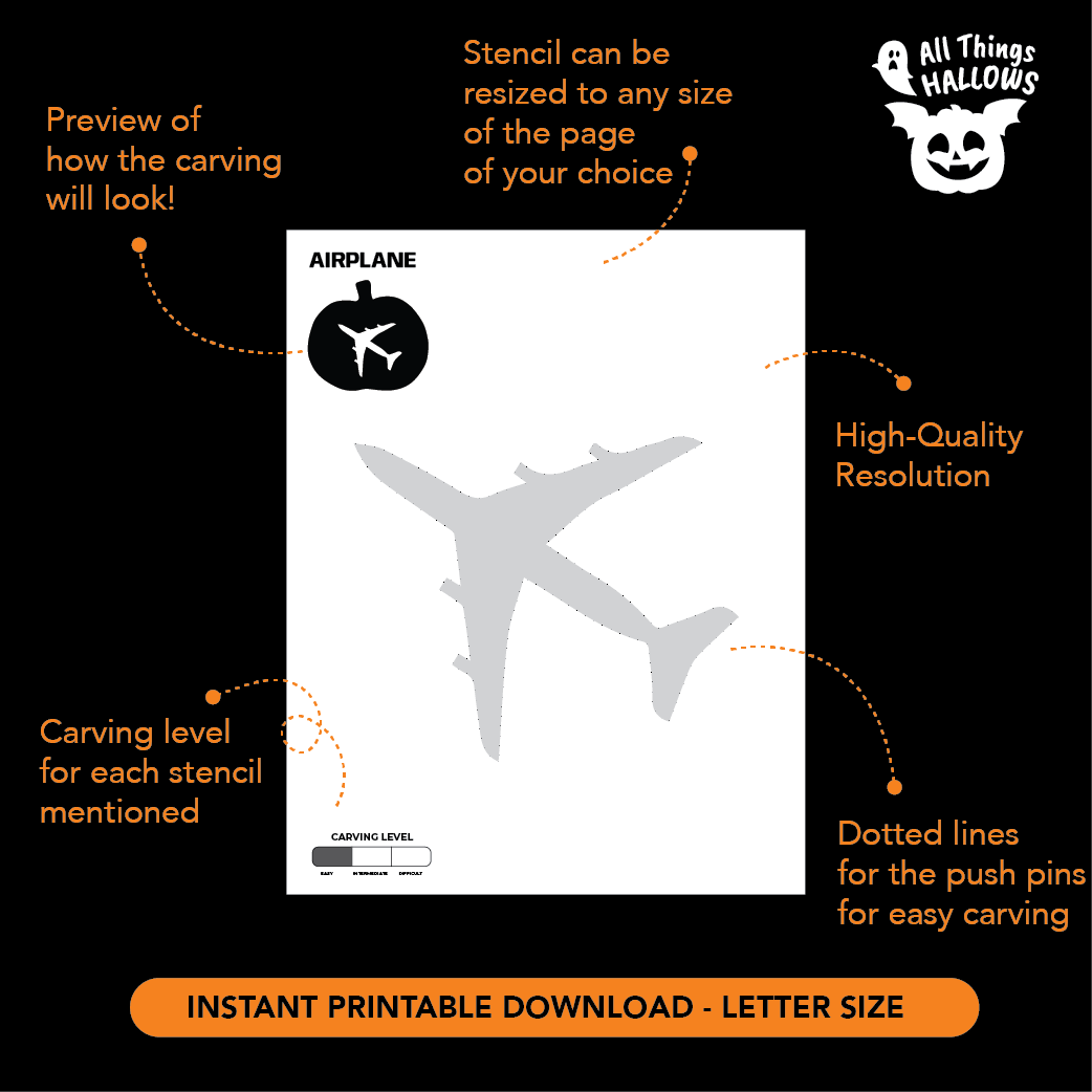 Airplane Pumpkin Stencil AllThingsHallows