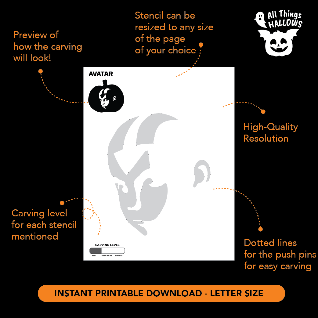 Avatar Aang Pumpkin Stencil