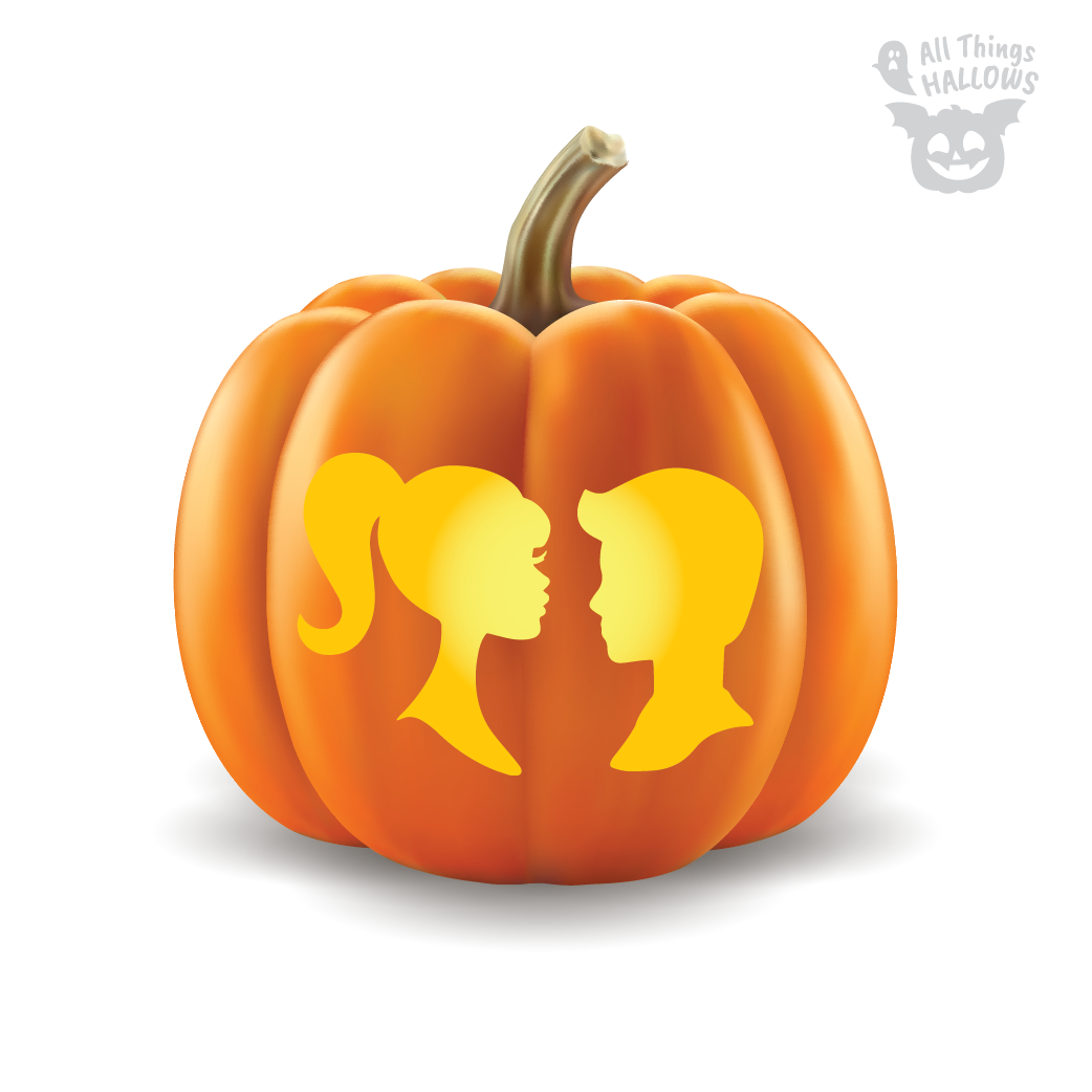 Barbie and Ken Pumpkin Stencil