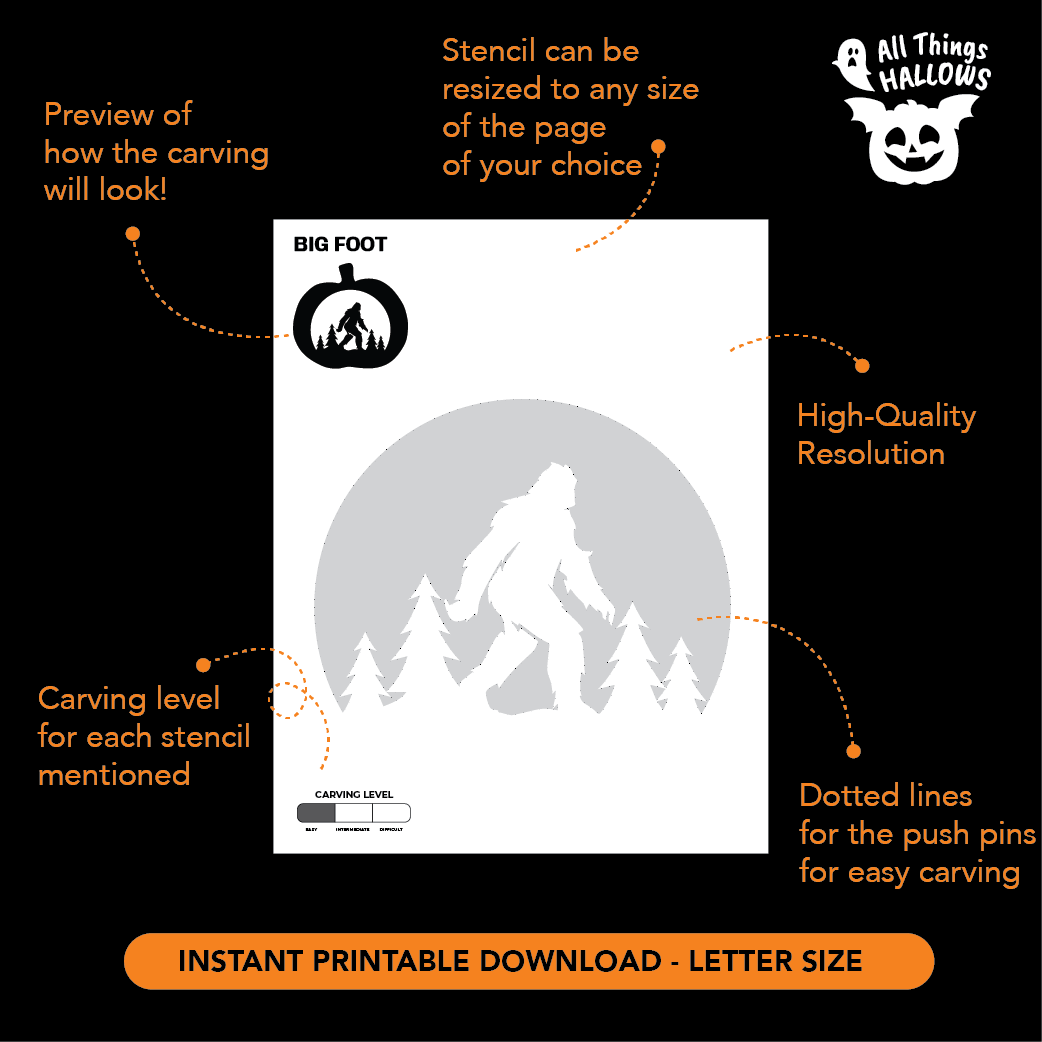 Bigfoot Pumpkin Stencil AllThingsHallows