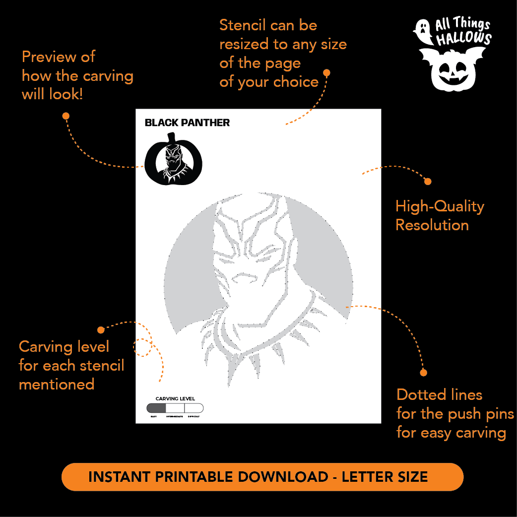 Black Panther Pumpkin Stencil