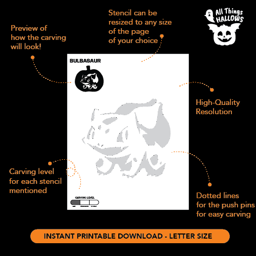 Bulbasaur Pumpkin Stencil