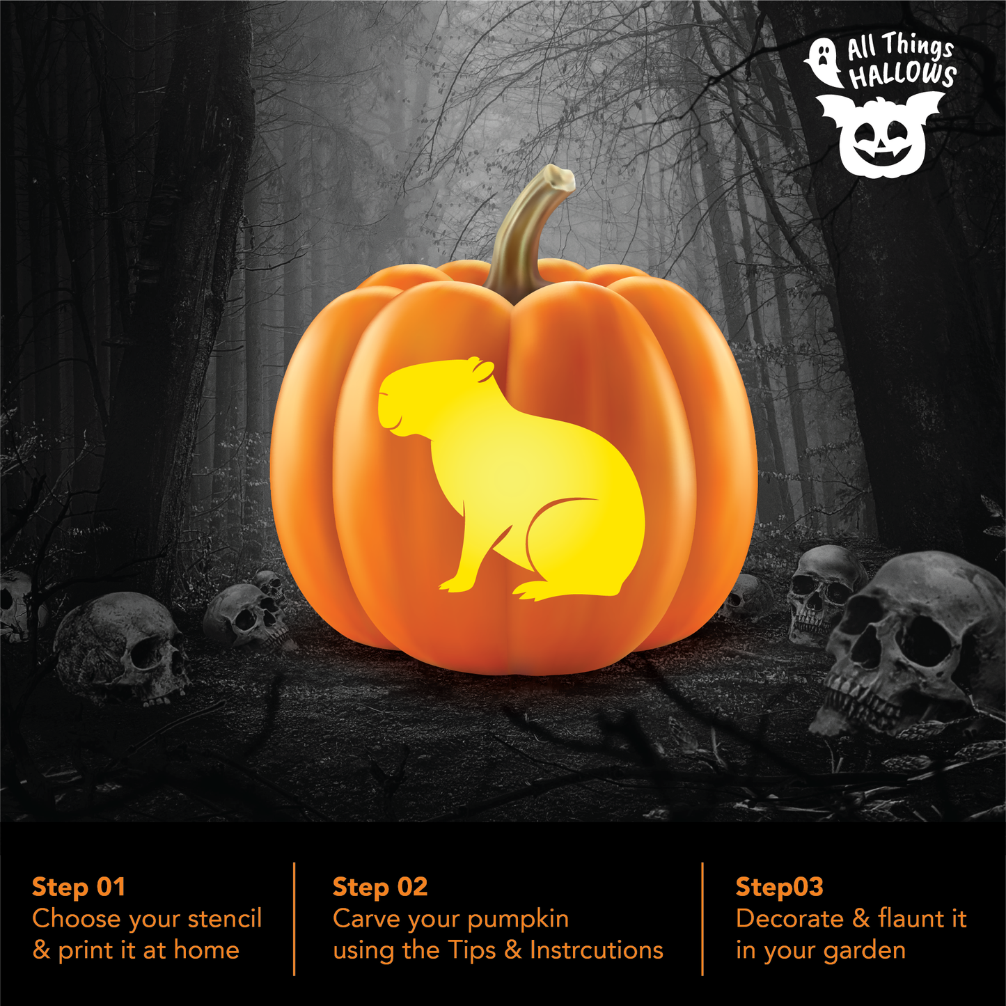Capybara Pumpkin Stencil