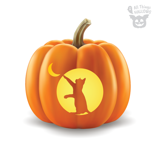 Cat and Moon Pumpkin Stencil
