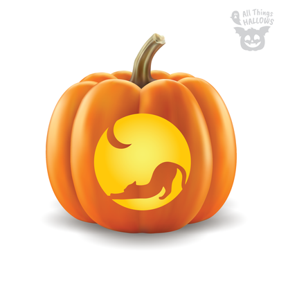 Cat and Moon Pumpkin Stencil
