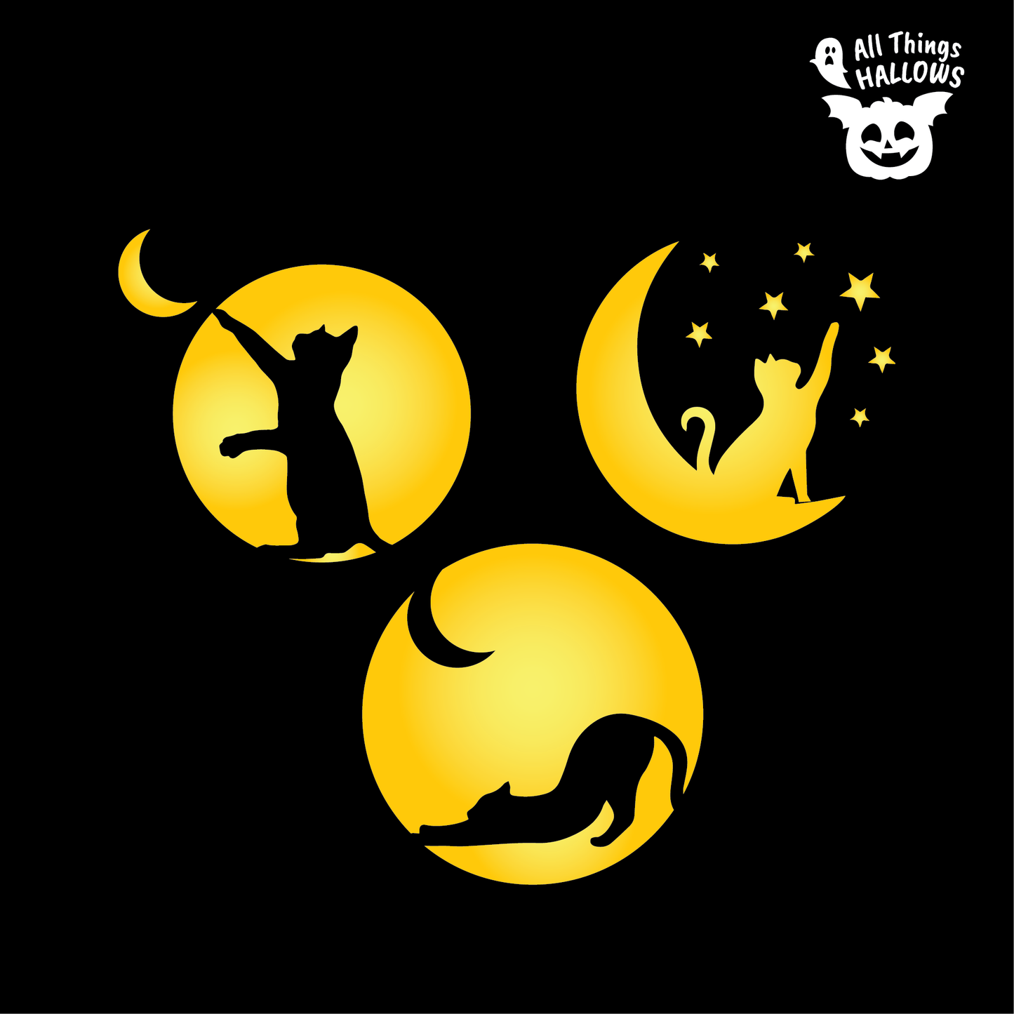 Cat and Moon Pumpkin Stencil