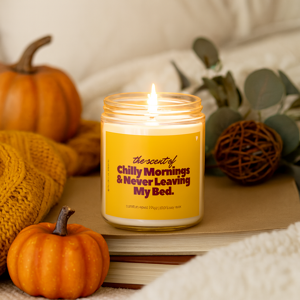 Chilly Mornings – 9 oz Comfort Spice Halloween Candle for Ultimate Cozy Days