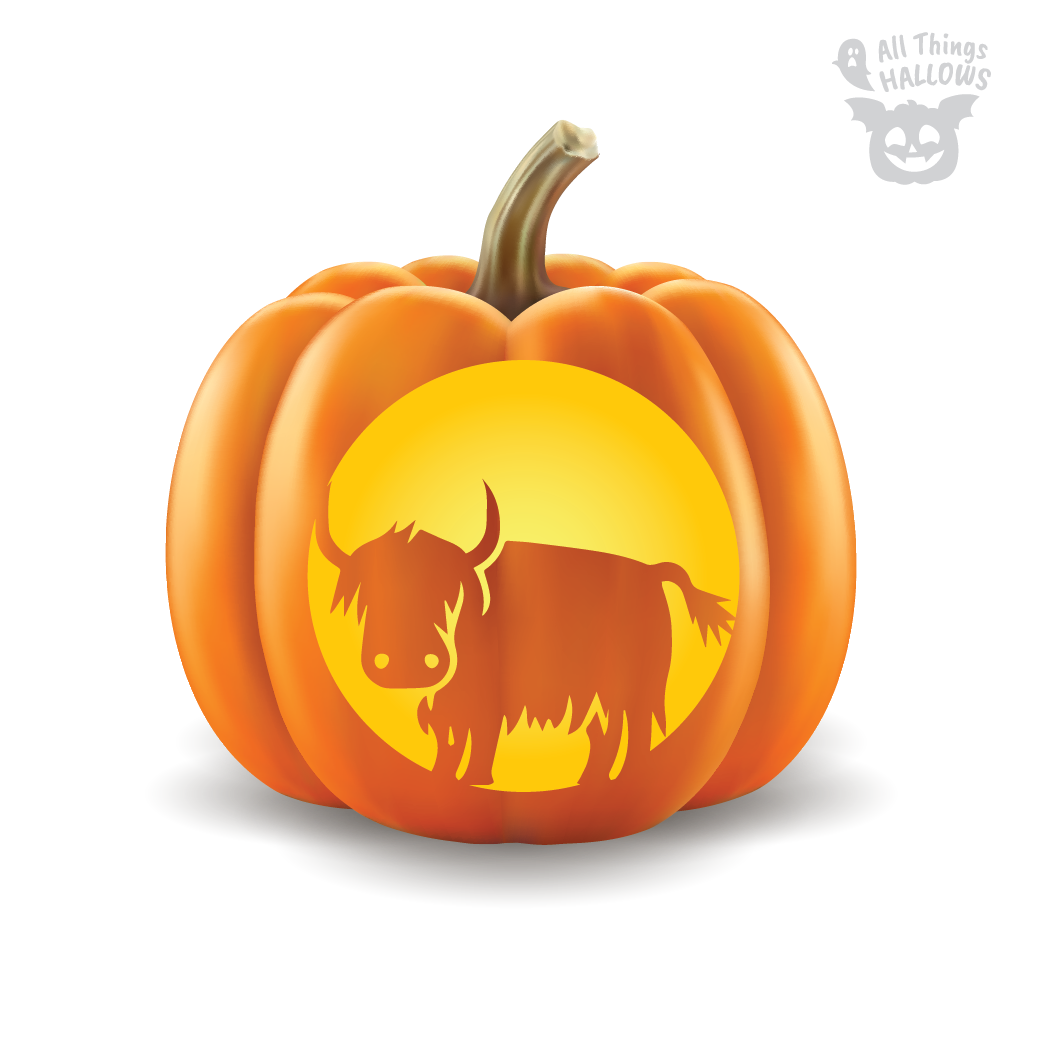 Highland Cow Pumpkin Stencil