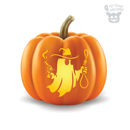 Cowboy Ghost Pumpkin Stencil