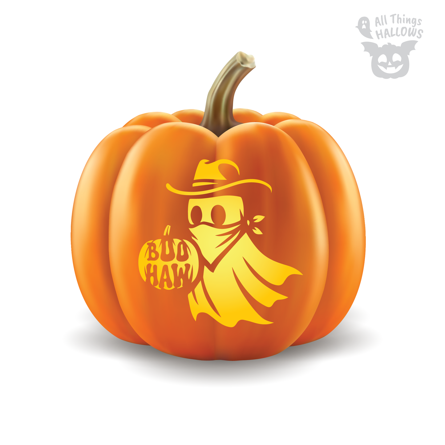 Cowboy Ghost Pumpkin Stencil