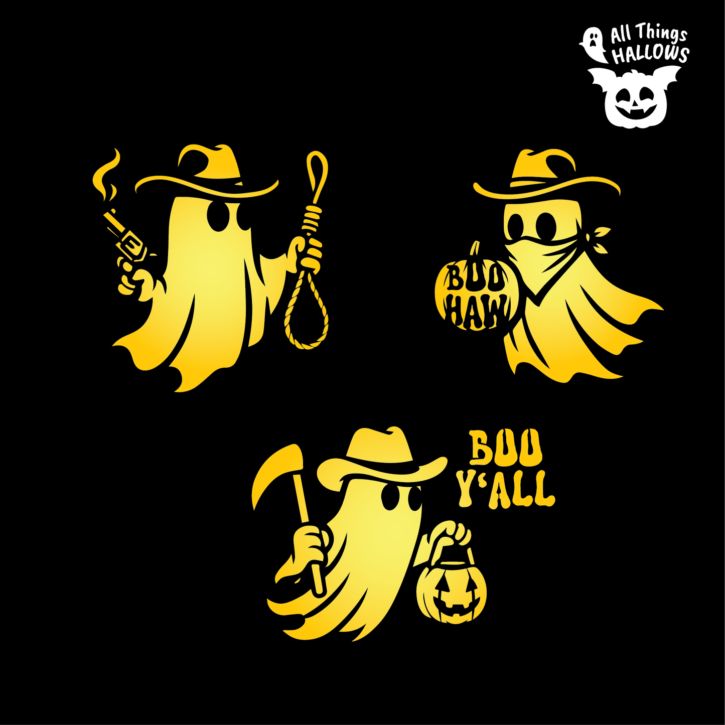 Cowboy Ghost Pumpkin Stencil