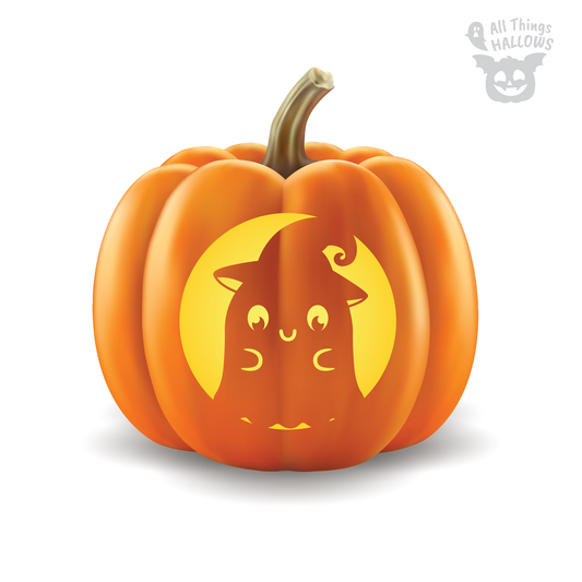 Cute Ghost Pumpkin Stencil
