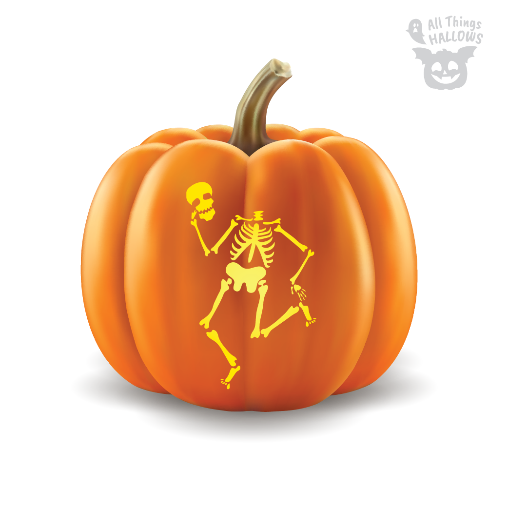 Dancing Skeleton Pumpkin Stencil