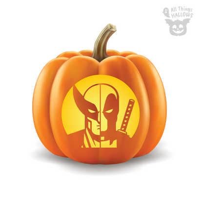 Deadpool and Wolverine Pumpkin Stencil