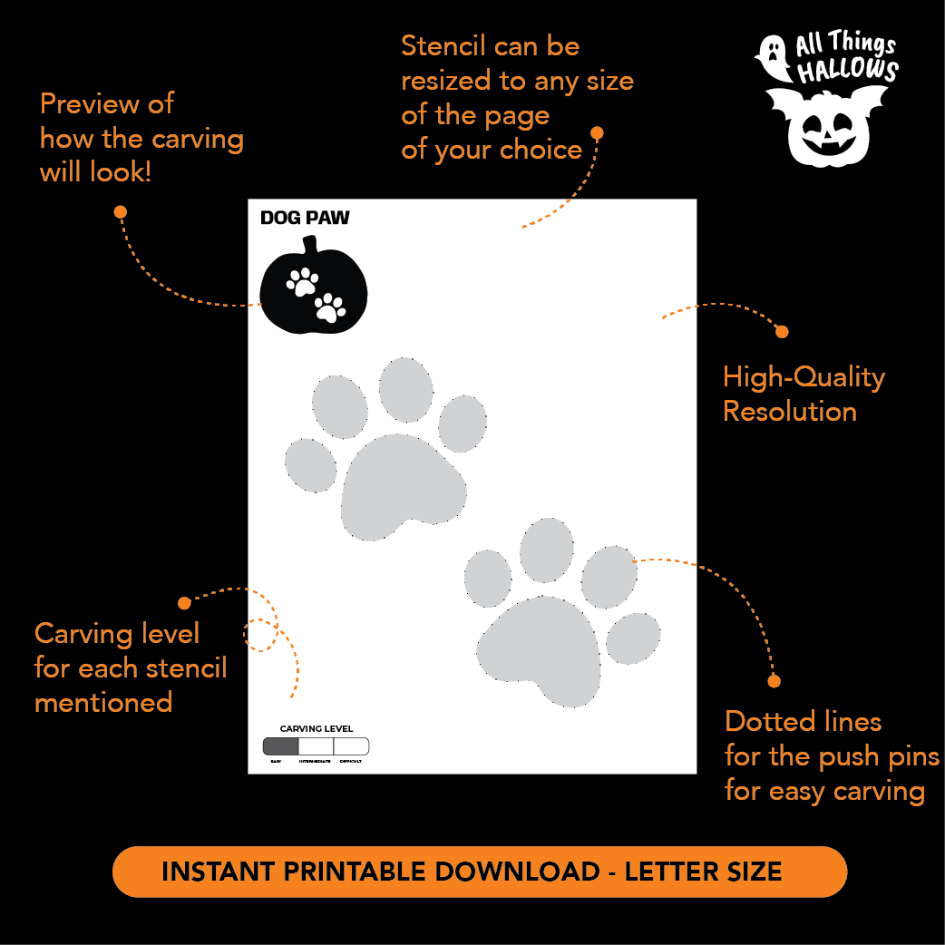 Dog Paw Pumpkin Stencil