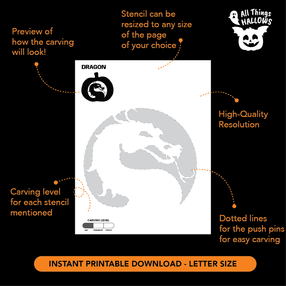 Dragon Pumpkin Stencil AllThingsHallows